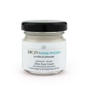 Μπουκάλι 24ωρης κρέμας με σαλιγκάρι, ιδανικό για αντιγήρανση, ενυδάτωση και ανάπλαση της επιδερμίδας.