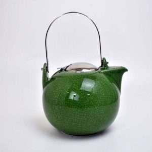 Κεραμική Τσαγιέρα Jumbo Στρογγυλή 1350ml Crackle Πράσινη