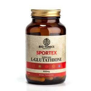 Bio Tonics Sportex L–Glutathione 800mg – συμπλήρωμα γλουταθειόνης υψηλής ισχύος για αποτοξίνωση, αντιοξειδωτική προστασία και ανοσοενίσχυση, σε συσκευασία.