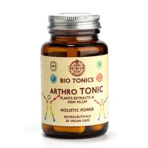 Bio Tonics Arthro Tonic σε γυάλινη συσκευασία με 30 vegan κάψουλες.