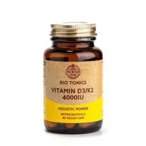 BIO TONICS Premium Vitamin D3 K2 vegan capsules for bone and immune support