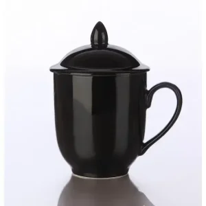 Κούπα 350ml με καπάκι και σουρωτήρι - μαύρη