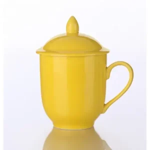 Κούπα 350ml με καπάκι και σουρωτήρι - κίτρινη