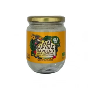 Βιολογικό λάδι καρύδας σε γυάλινο βάζο